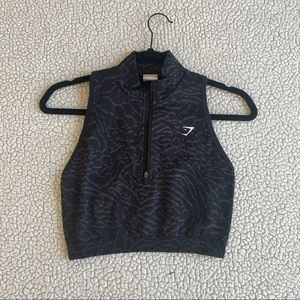 Gymshark Adapt Animal Seamless 1/2 Zip Crop Black Medium